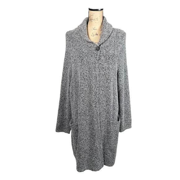 J Jill Pure Jill Longline Textured Cardigan Coatigan Gray Marl Women's XLP - Picture 1 of 9